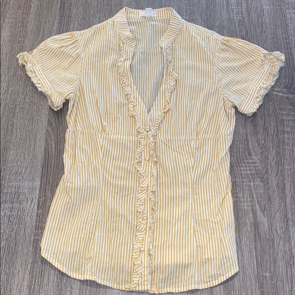 💕Sugar Tart top yellow white stripes pleated